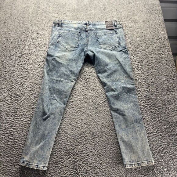 Scoop Jeans Mens 38x30 Blue Light Wash Cotton Skinny Stretch Distressed - Picture 4 of 9